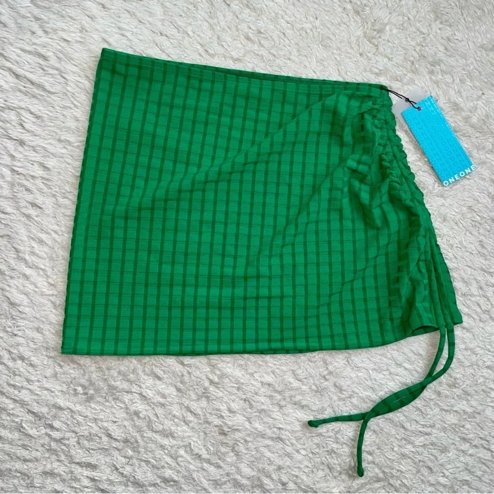 NWT OneOne Swimwear SKIRT Coverup Pine Green New Mini Co-ord Bikini Small Cute
